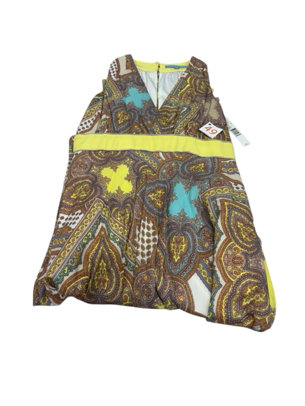 NWT ANTONIO MELANI Bohemian Paisley Maxi Dress in Yellow, Brown & Turquoise - Picture 8 of 8